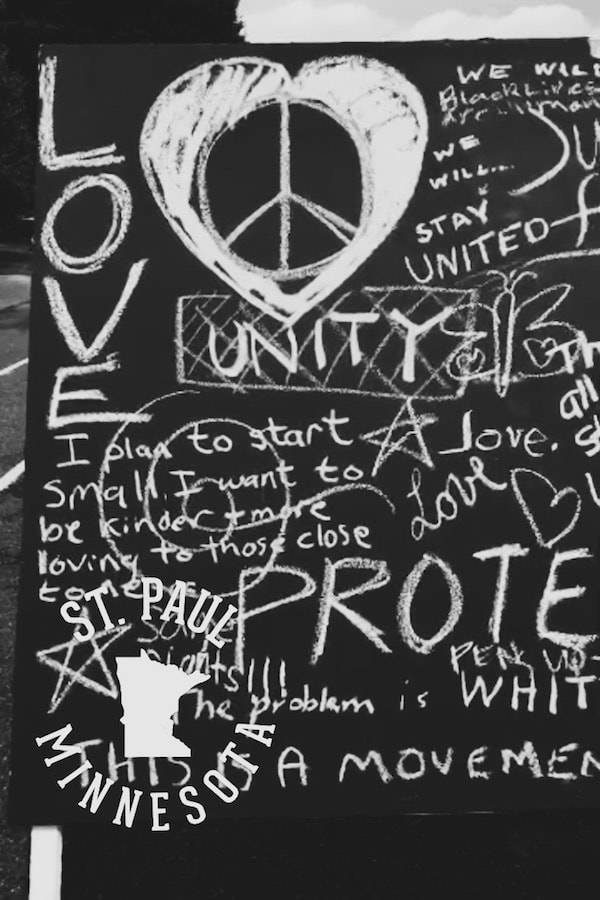 Black sign with white writing.