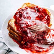 Eggnog French Toast with Raspberry Sauce
