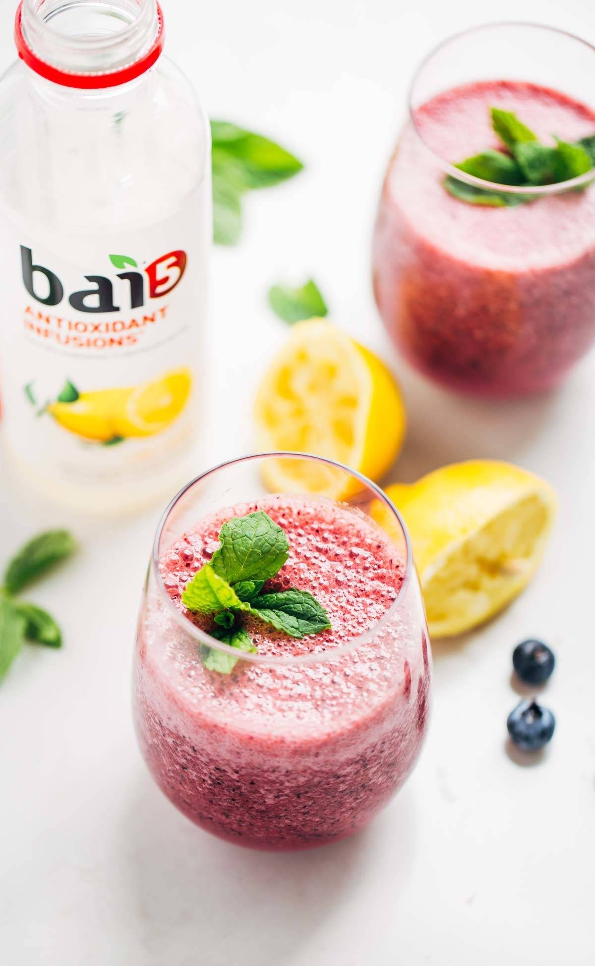 Frosted Blueberry Lemonade in two glasses.