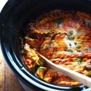 Super Easy Skinny Veggie Crockpot Lasagna - a handful of simple ingredients for a healthy family dinner. | https://global-wellness.online