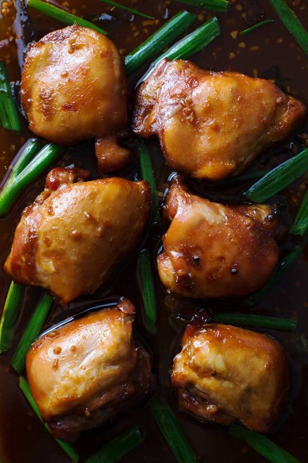 Sticky bourbon chicken.