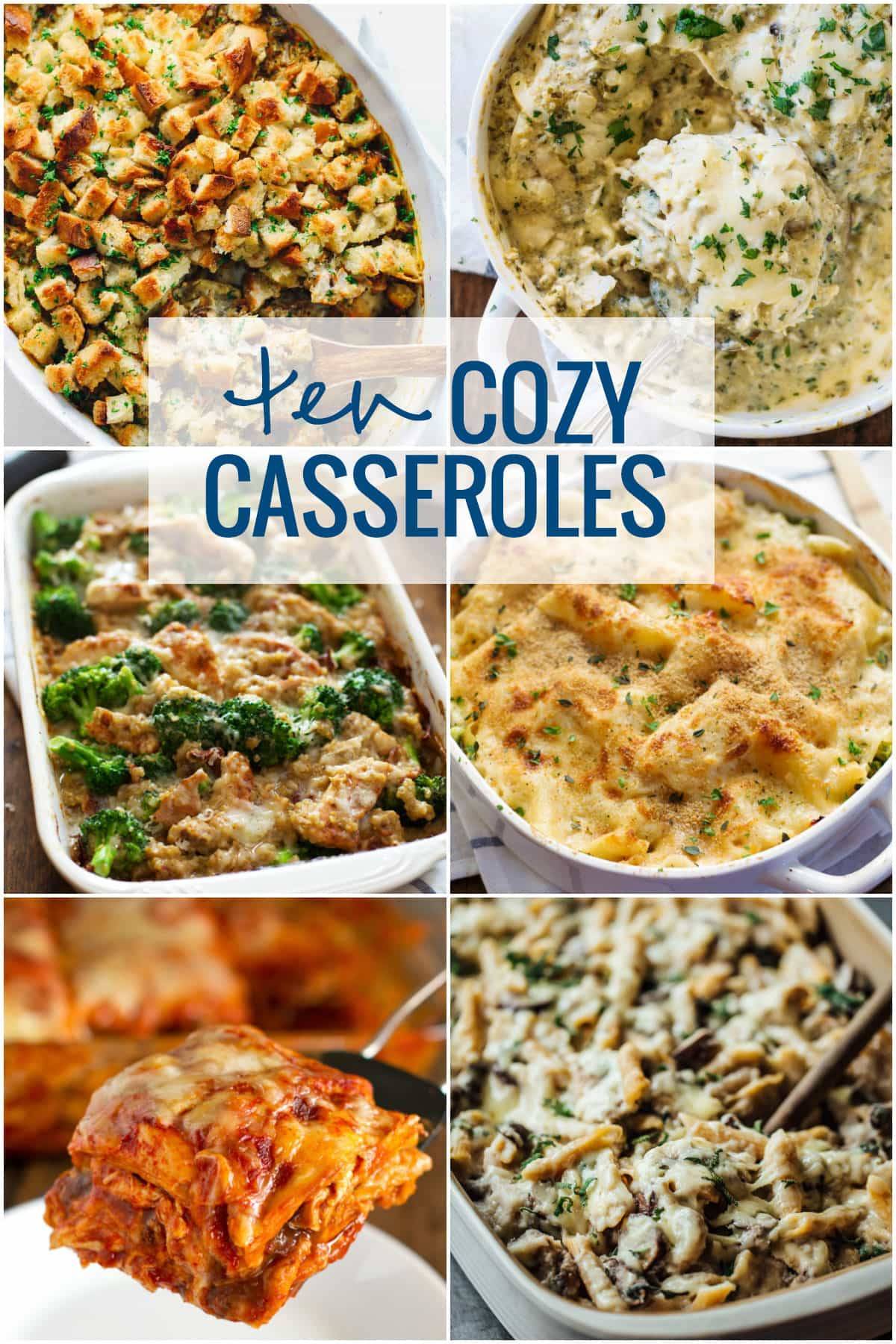 Top 10 casseroles with a collage of images.
