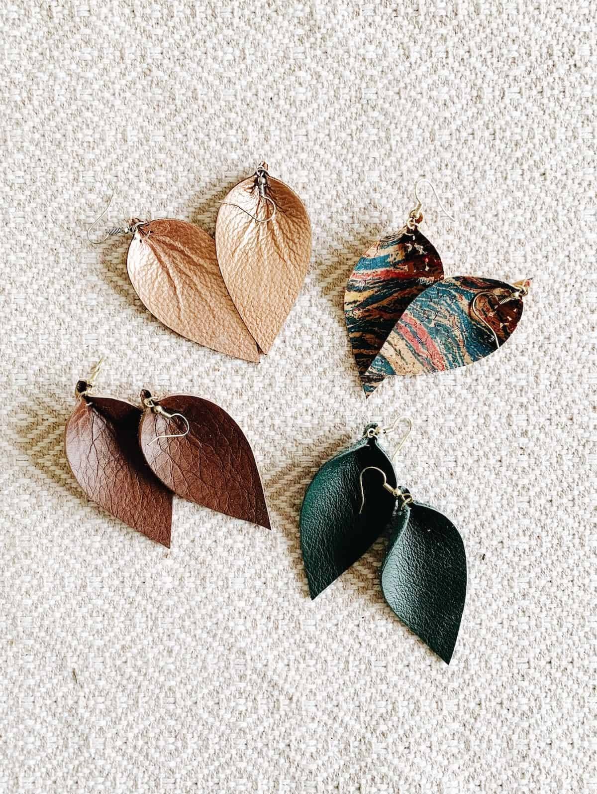 Image of earrings made from leather