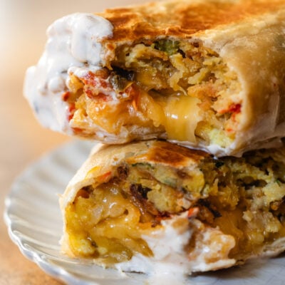 A picture of Sheet Pan Breakfast Burritos with Creamy Chipotle Sauce